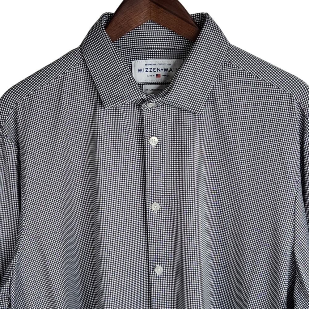 Mizzen + Main Standard Fit Shirt Spinnaker Collection Men's Size XXL Black Check